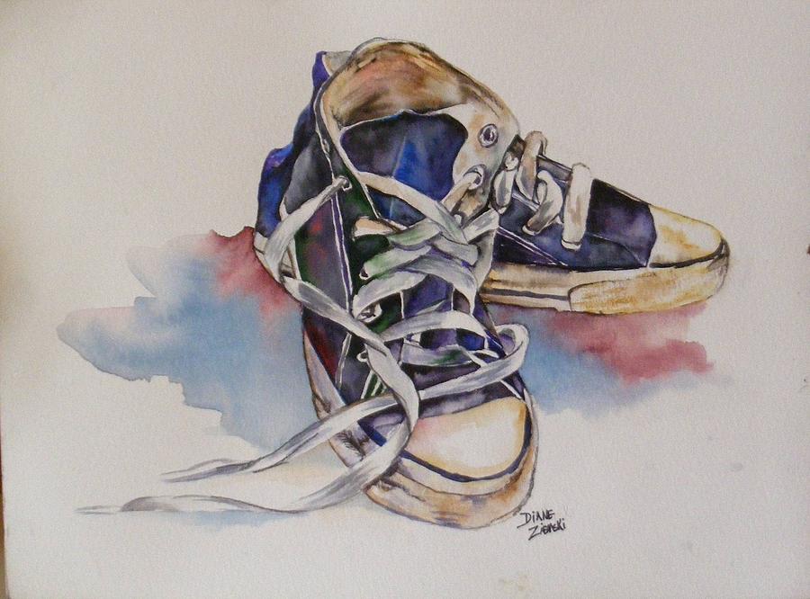 Old Shoes Painting by Diane Ziemski