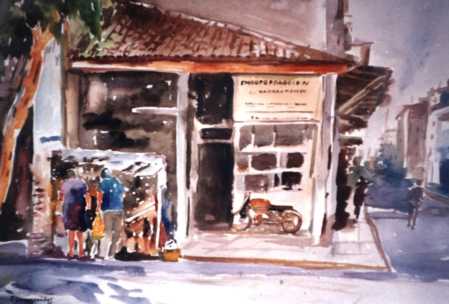 Old shop in Athens Painting by George Siaba | Fine Art America
