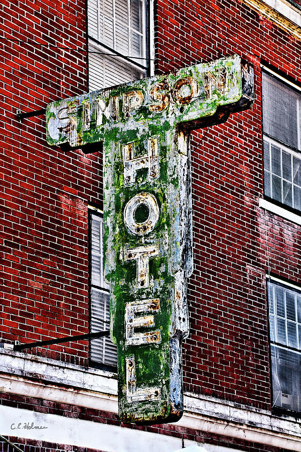 Old Simpson Hotel Sign Photograph by Christopher Holmes