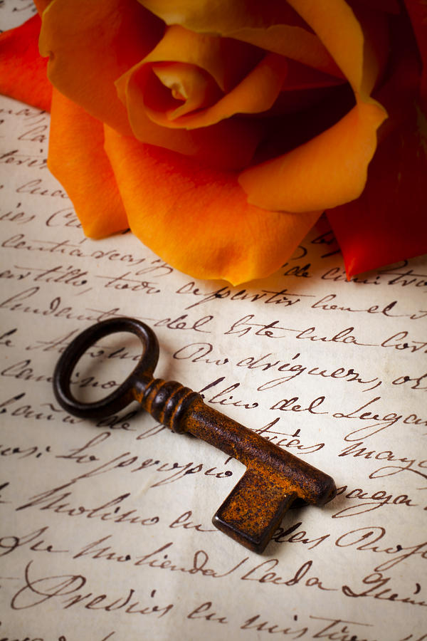 Old Skeleton Key On Letter Photograph by Garry Gay