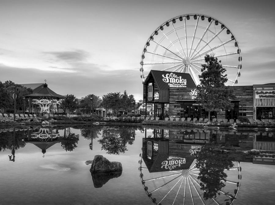 Ole Smoky Tennessee Moonshine Reflection in Black and White Photograph by Greg and Chrystal Mimbs