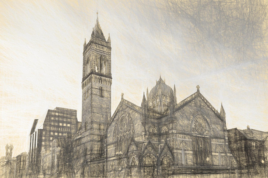 Boston Drawing - Old South Church Boston by Thomas Logan