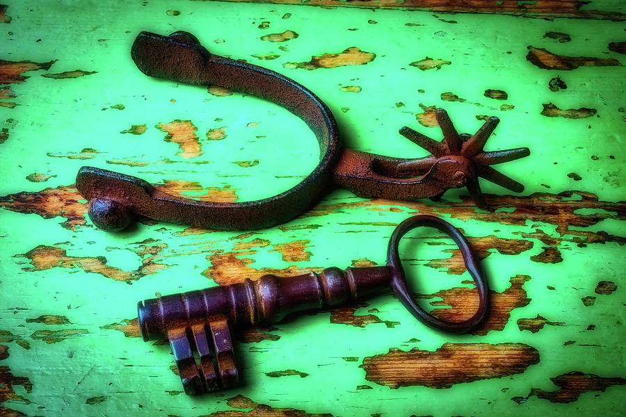Old Spur And Skeleton Key Photograph by Garry Gay