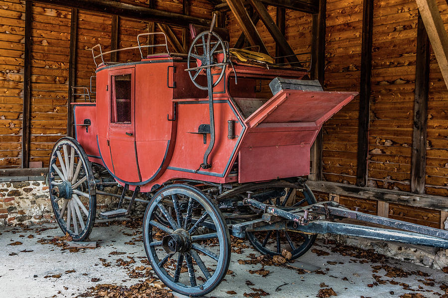 Old Stagecoach in a Barn Photograph by Kyle Lee