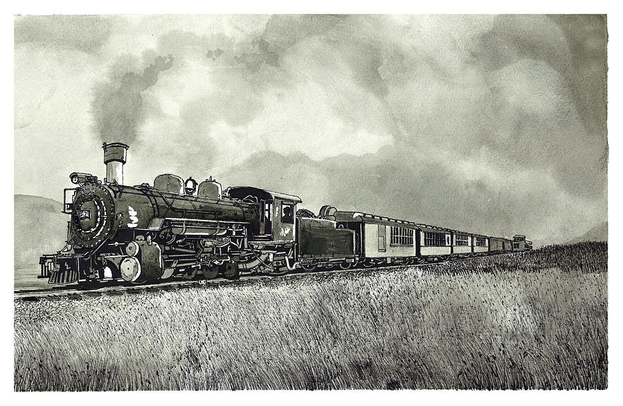 Old Steam Train Drawing by Jonathan Baldock