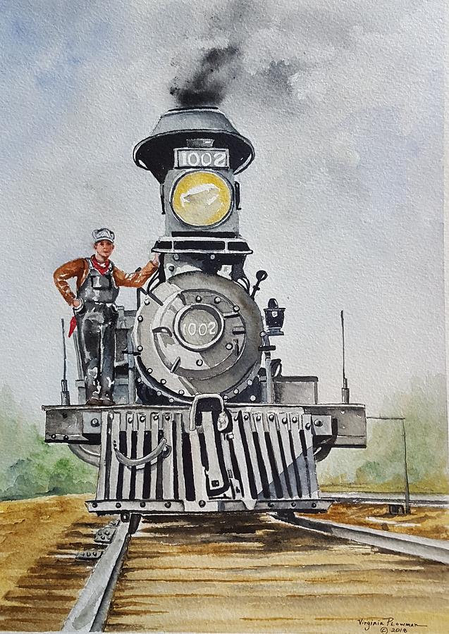Steam Engine Painting - Old steam train by Virginia Plowman
