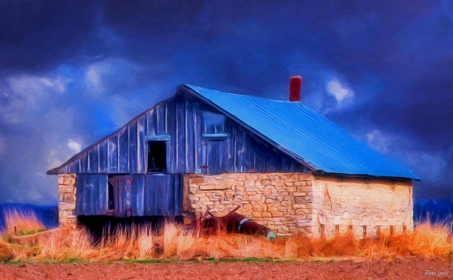 Old Stone Barn Blue Photograph by Anna Louise