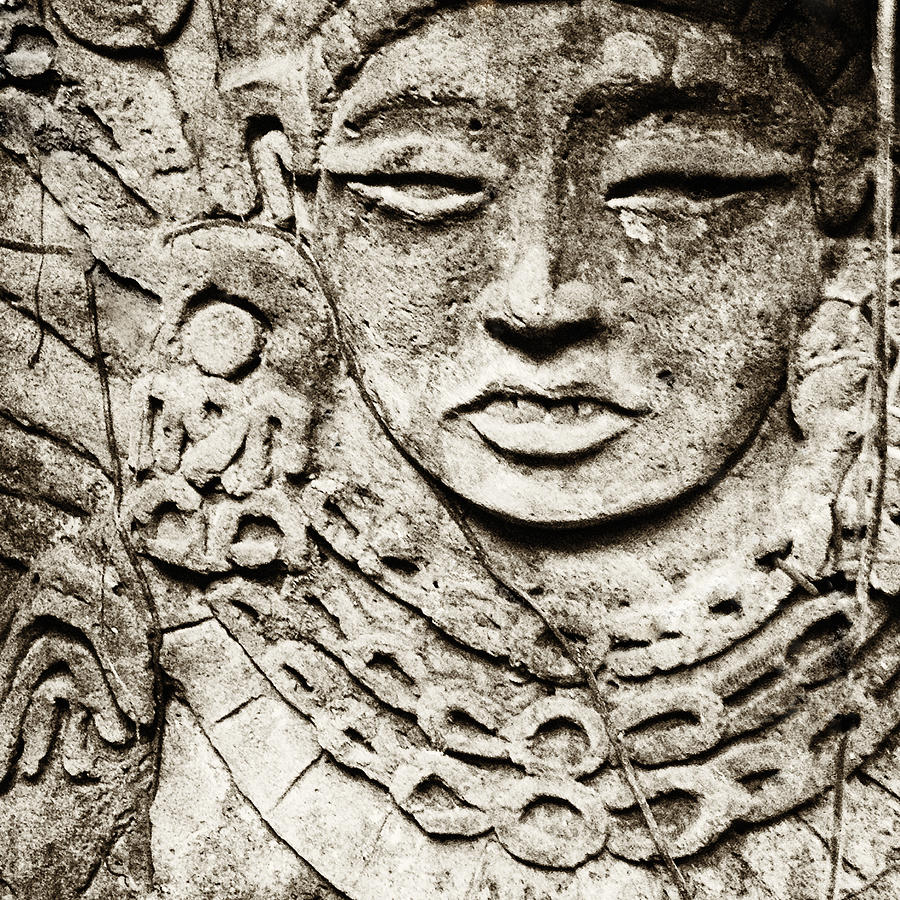 Old Stone Carving Of A Face Photograph by Skip Nall