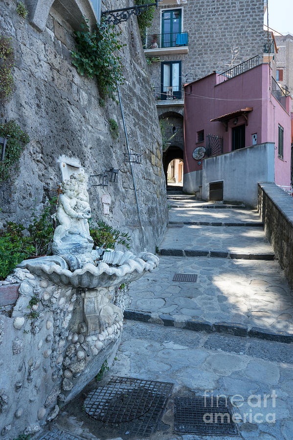 Fountain Photograph - Old Street at Marina Grande in Sorrento Italy by Ann Garrett