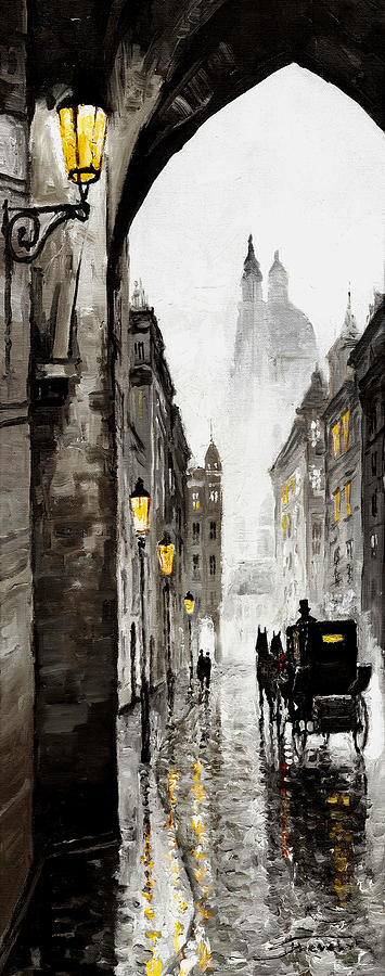 Prague Mixed Media - Old Street by Yuriy Shevchuk