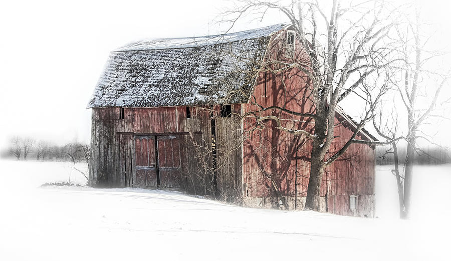 Winter Photograph - Old Swayback Barn by Pat Cook