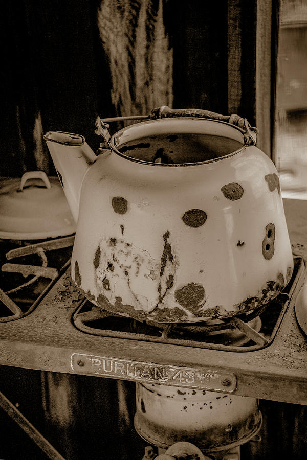 Old Tea Kettle in a Miners Cabin Photograph by Teresa Wilson