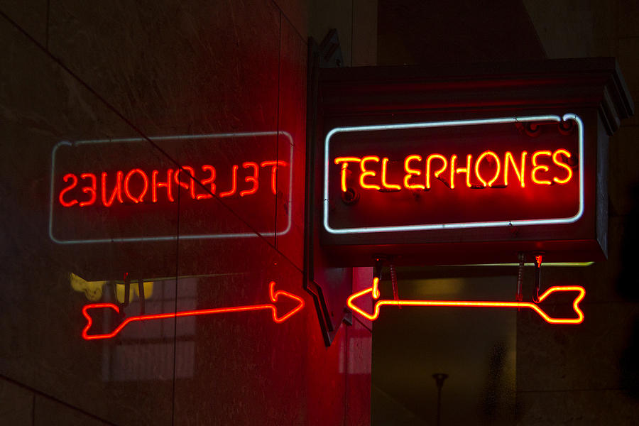 Typography Photograph - Old Telephone Sign by Jean Noren