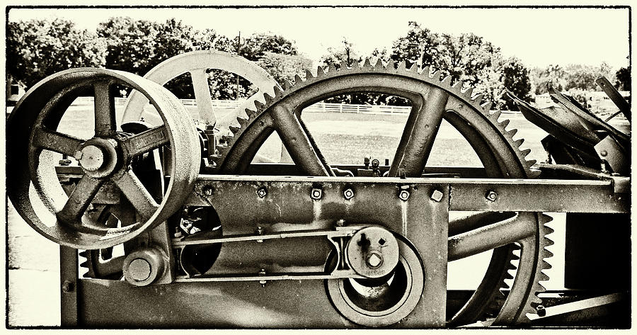 Old Thresher BW Photograph by Mary Bedy