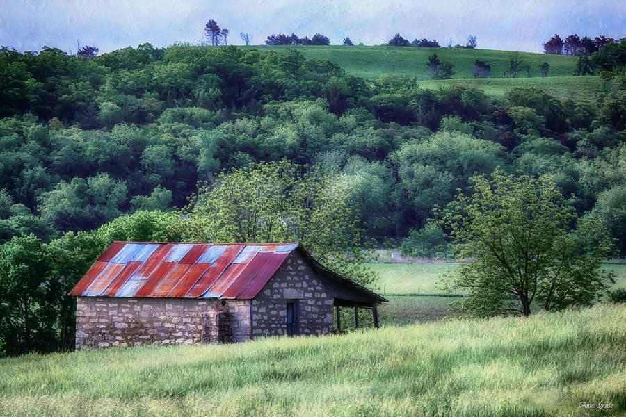 Old-Time Kansas Spring Stone Outbuilding Photograph by Anna Louise