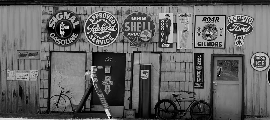 Old Time Signs BW  Photograph by Cathy Anderson