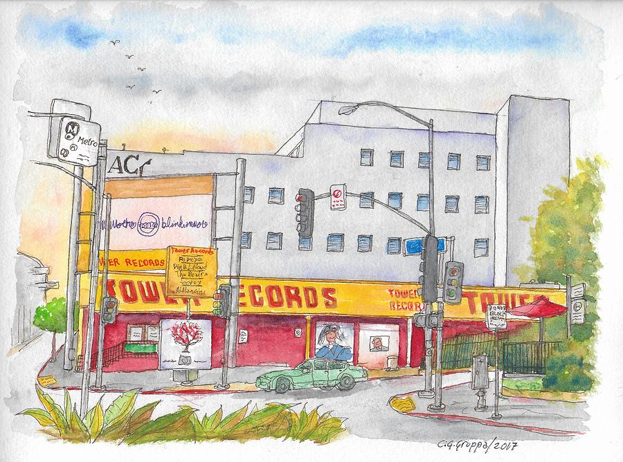Music Painting - Old Tower Records in West Hollywood, California by Carlos G Groppa