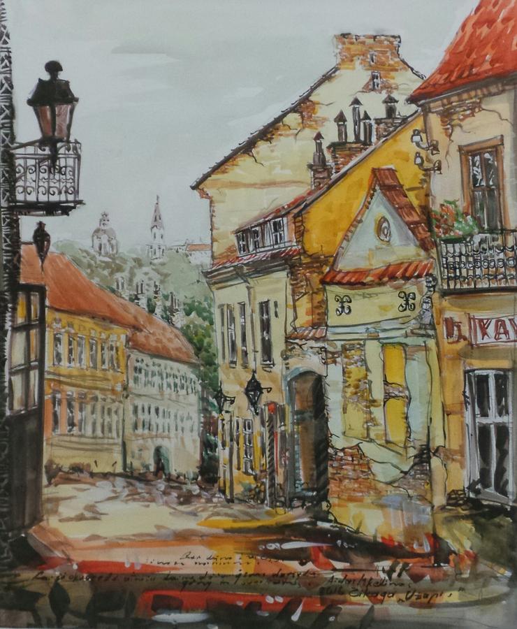 Old Town Painting by Aidas Mikelenas