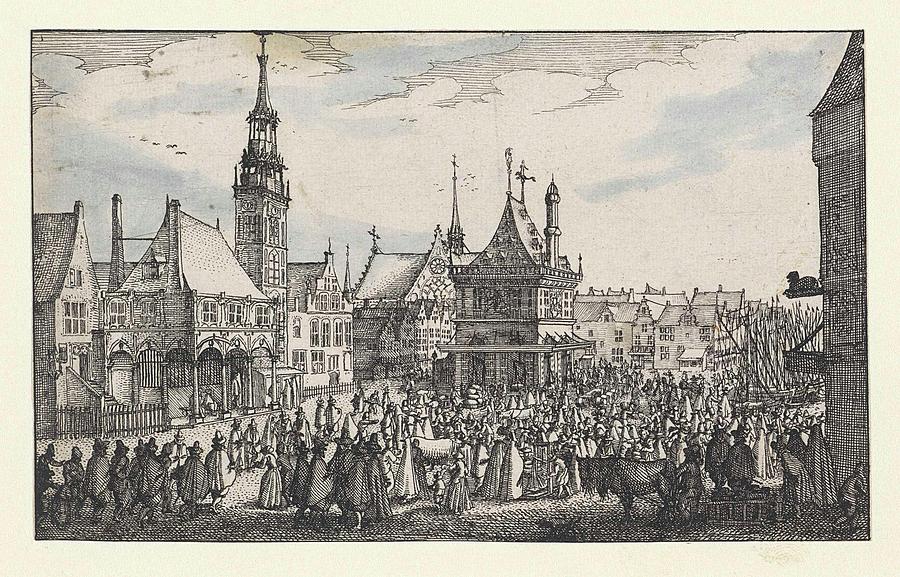 Old Town Hall on the Dam Painting by Claes Jansz