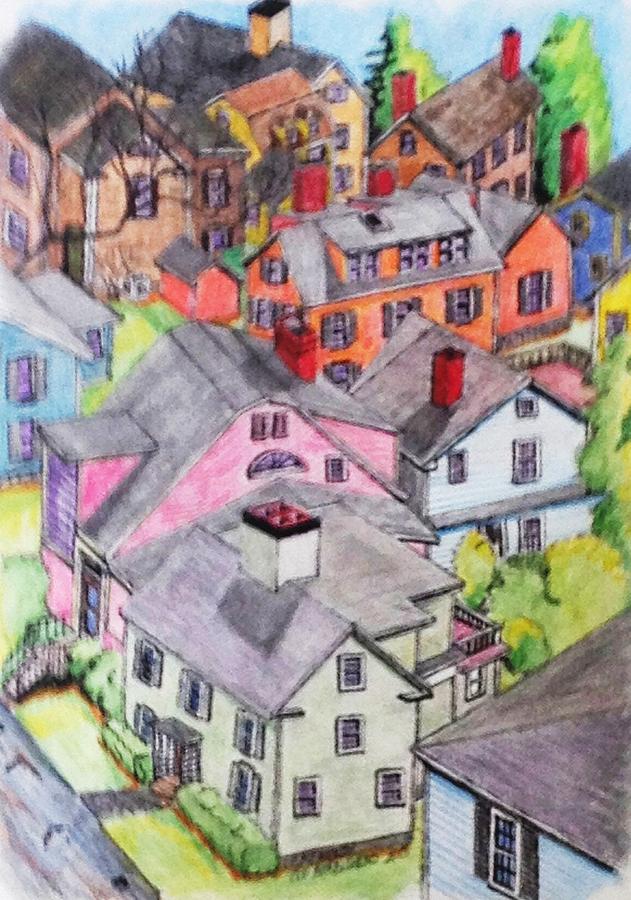 Old Town Marblehead Drawing by Paul Meinerth
