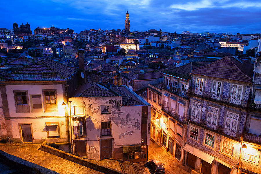 Architecture Photograph - Old Town of Porto in Portugal at Dusk by Artur Bogacki