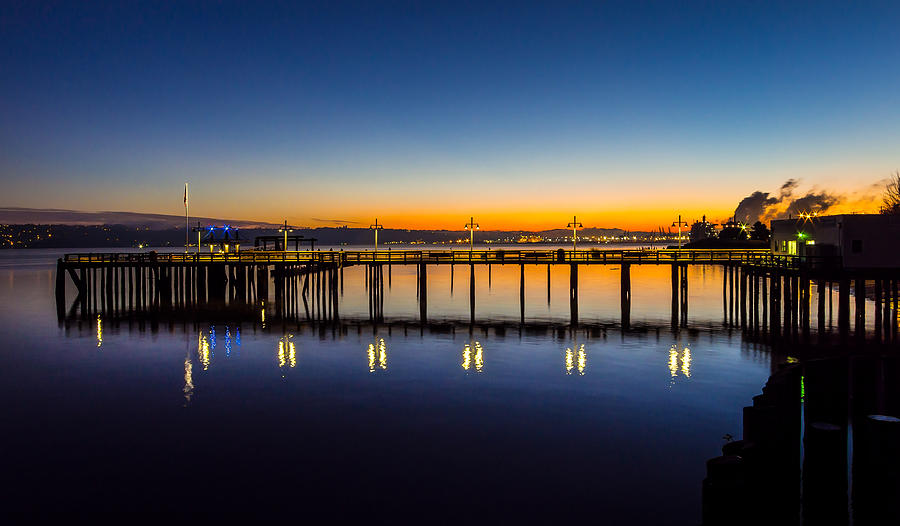 Tacoma Photograph - Old Town Pier Blue Hour Sunrise by Rob Green