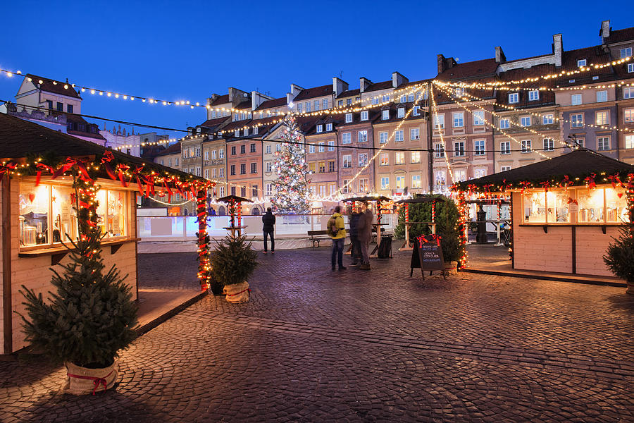 Old Town Square by Night in Warsaw Photograph by Artur Bogacki