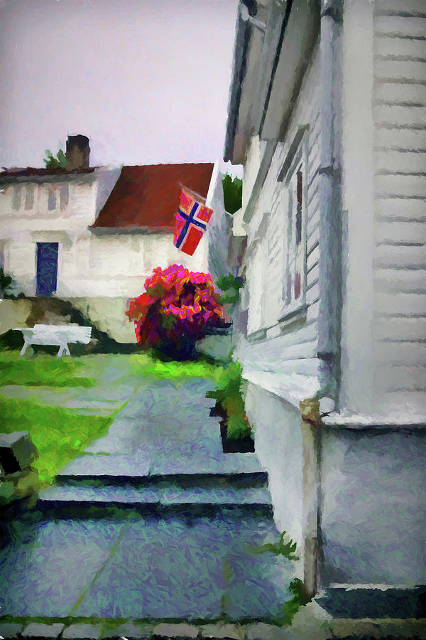 Old Town Stavanger - Painterly Mixed Media by Susan Lafleur