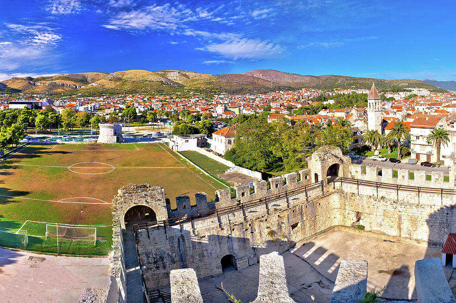 Old town trogir rooftops and soccer field Photograph by Brch Photography