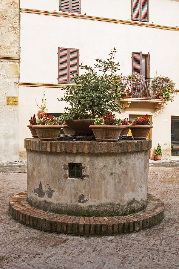 Old Town Well With Flowers Photograph by Sally Weigand