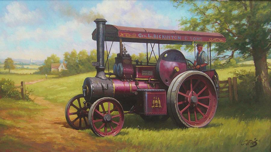 Old traction engine. Painting by Mike Jeffries