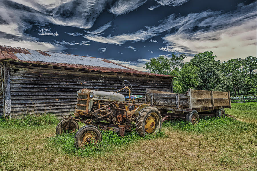 Old Tractor by Barn Photograph by Darryl Brooks