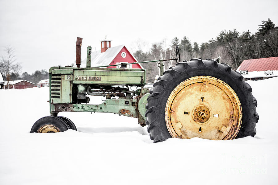 Old Tractor in the Snow Quechee Vermont Photograph by Edward Fielding