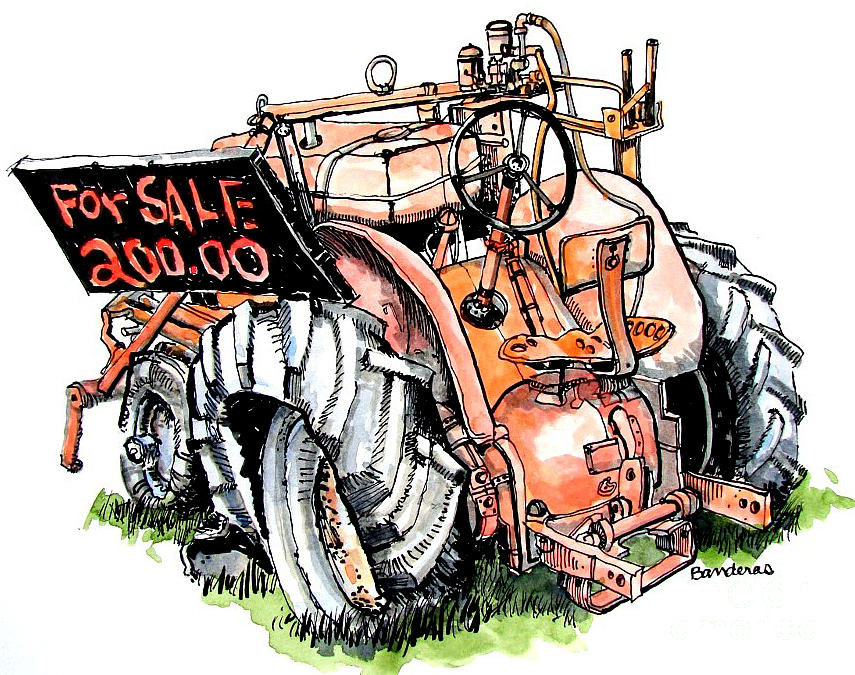 Old Tractor Painting by Terry Banderas