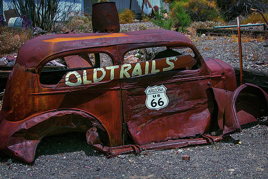 Old Trails Rusty Car Route 66 Photograph by Garry Gay