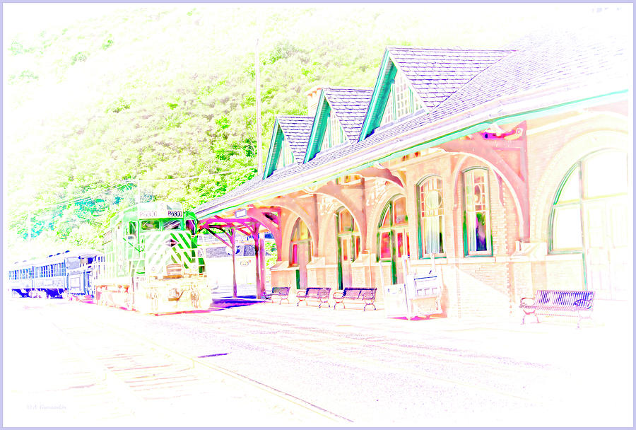 Old Train Station and Train, Jim Thorpe, Pennsylvania Digital Art by A Macarthur Gurmankin