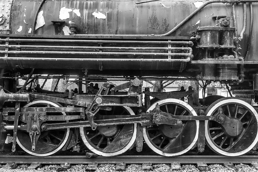 Old Train Wheels In Black And White Photograph by Garry Gay