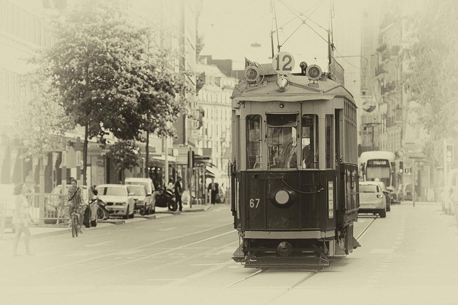 Old Tramway Black And White Photograph