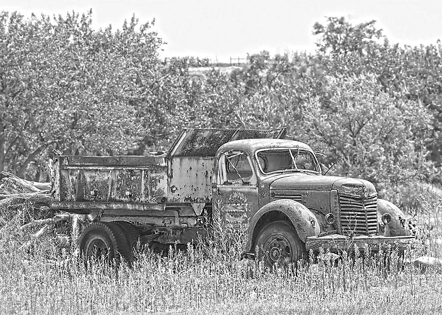 Old Truck in Black and White Photograph by Gerri Duke