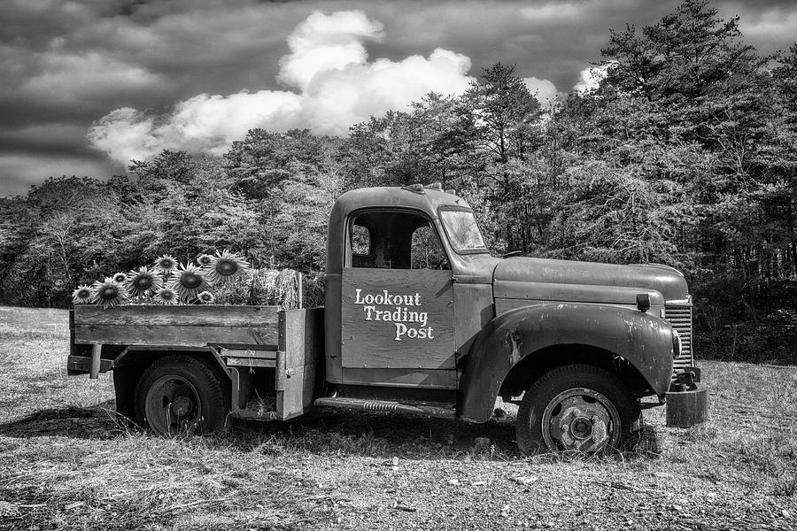 Old Truck on the Farm Black and White Photograph by Debra and Dave Vanderlaan