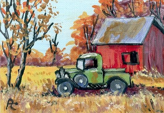 Miniature Painting - Old Truck by Peggy Conyers Miniature Painting - Old Truck by Peggy Conyers