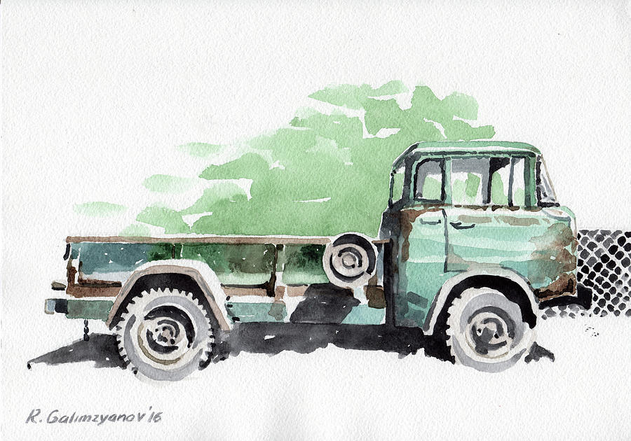 Car Painting - Old truck by Rimzil Galimzyanov