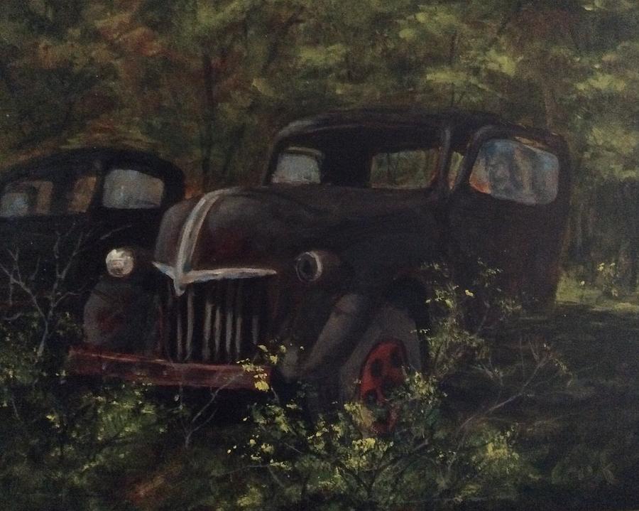 Old Truck Yard Painting by Michael Cook