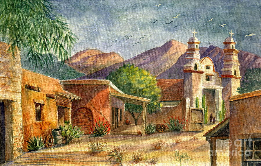 Southwest Landscape Painting - Old Tucson by Marilyn Smith Southwest Landscape Painting - Old Tucson by Marilyn Smith