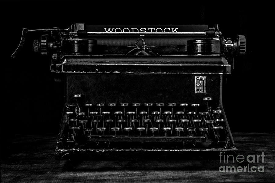 Black And White Photograph - Old Typewriter Black and White Low Key Fine Art Photography by Edward Fielding