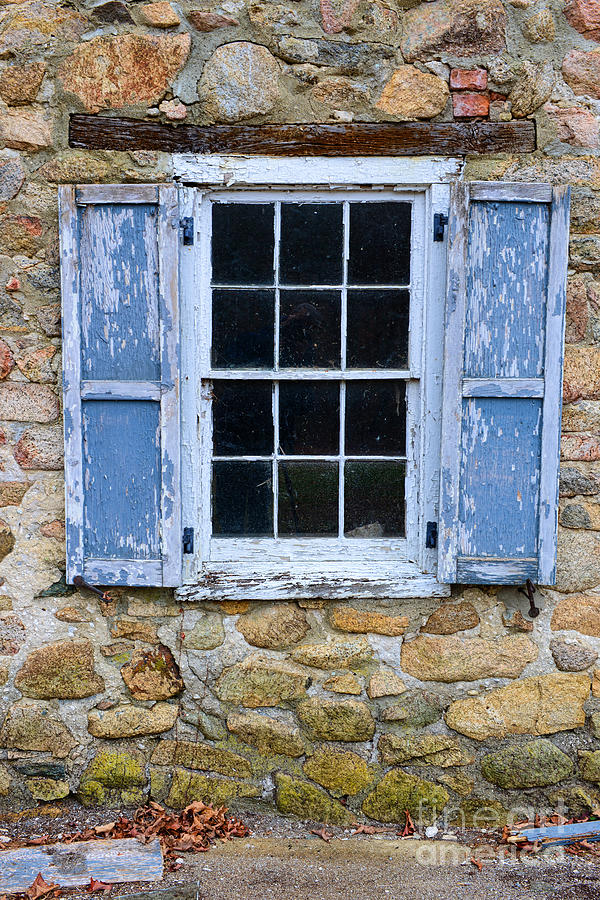 Old Village Window with Blue Shutters Photograph by Paul Ward
