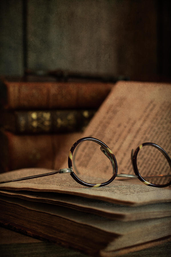 Old Vintage Books With Reading Glasses Photograph by Ethiriel Photography