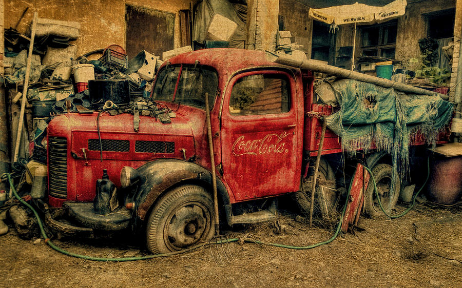 Vintage Mixed Media - Old Vintage Coca Cola Truck by Design Turnpike