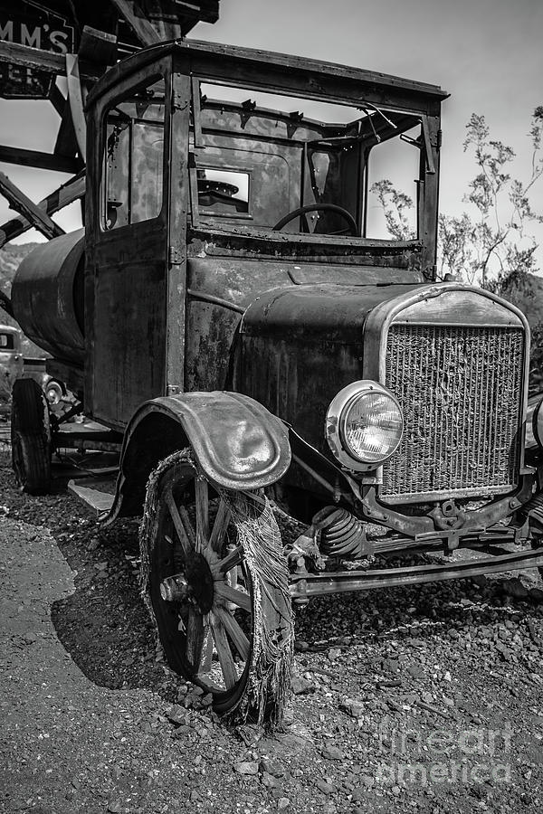 Old Vintage Ford Model T Water Truck Black and White Photograph by Edward Fielding
