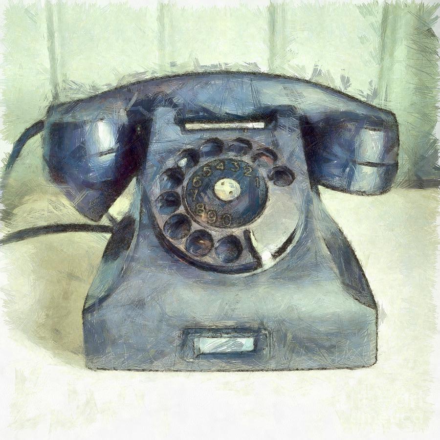 Old Vintage Telephone Square Pencil Photograph by Edward Fielding